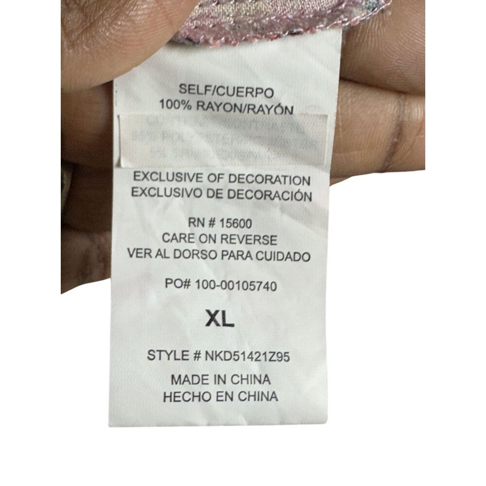 Rewind XL Floral Maxi Dress Pink Orange Boho Slit Summer - Picture 7 of 9